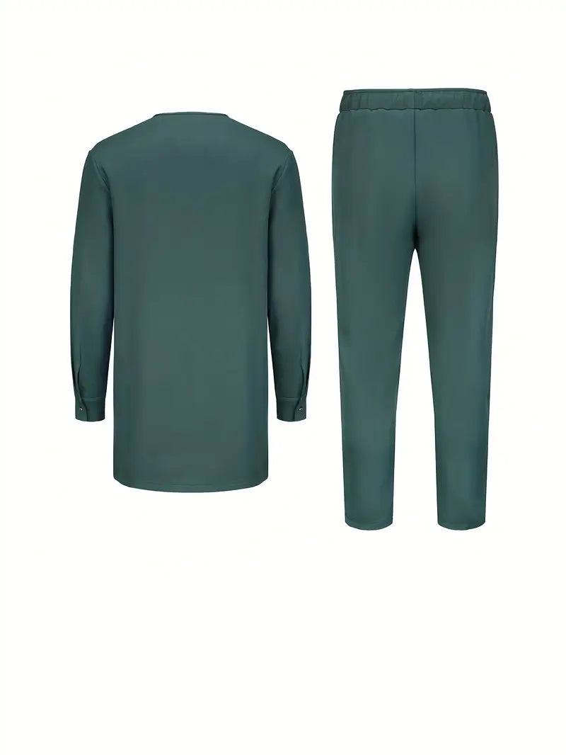 Malachite Green - Embroidered Patchwork Men's Traditional Attire Set