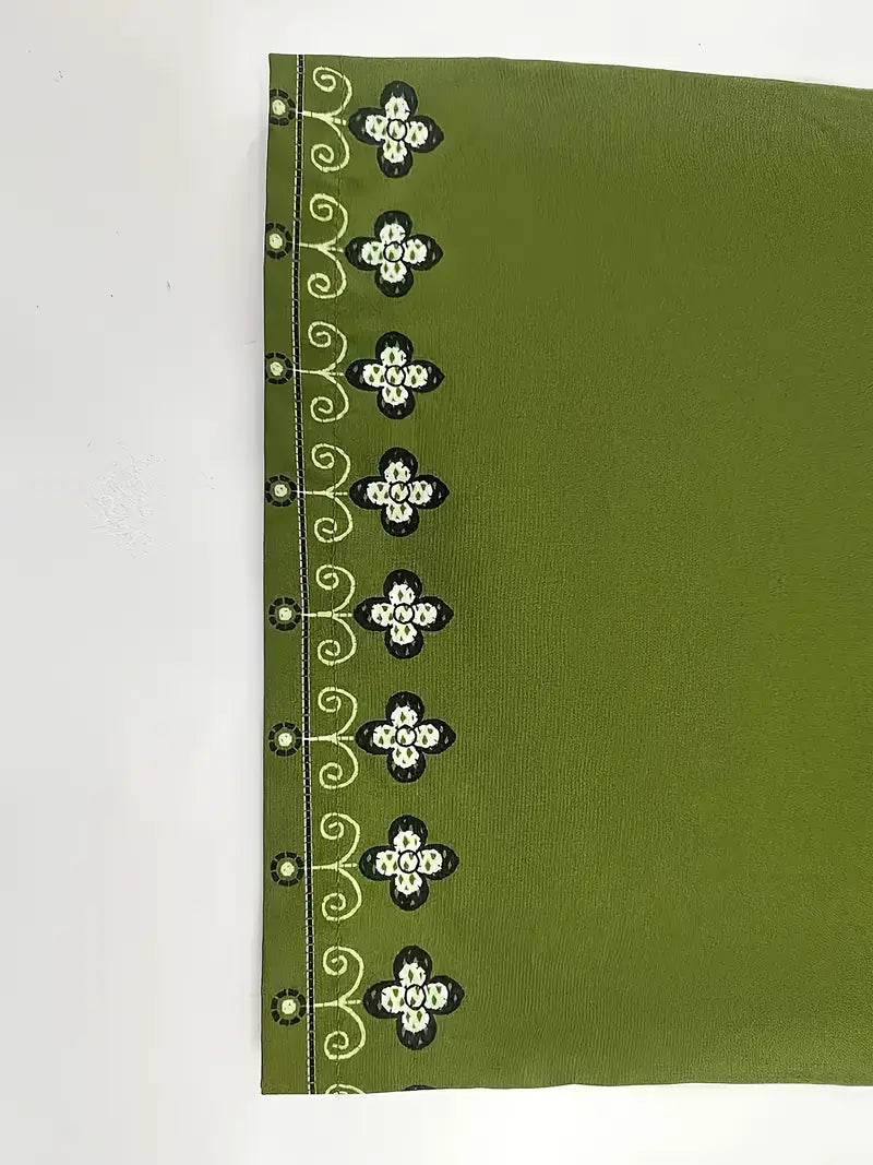 Green Floral - Women's Ethnic Pattern Dress with Pants Set