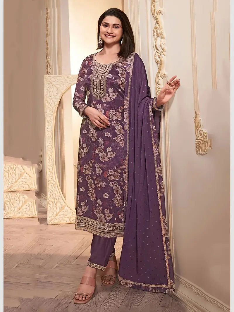 Fuchsia Purple - Tribal Pattern Print Three-Piece Outfit with Tribal Pattern Print