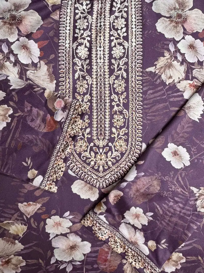 Fuchsia Purple - Tribal Pattern Print Three-Piece Outfit with Tribal Pattern Print