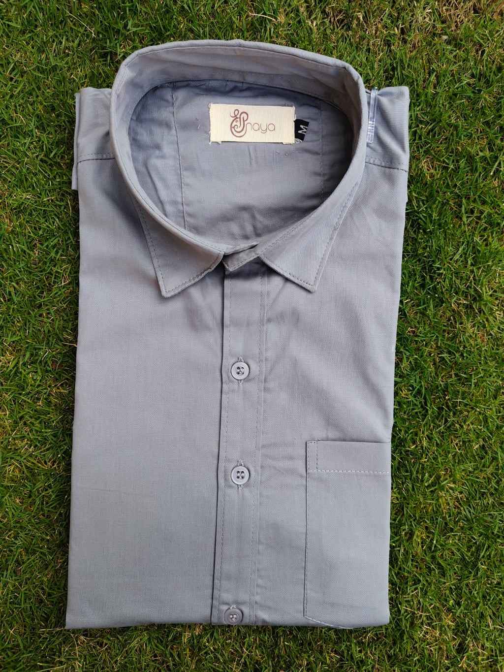 Gray Cotton Regular Fit Casual Shirt (Full Sleeves)