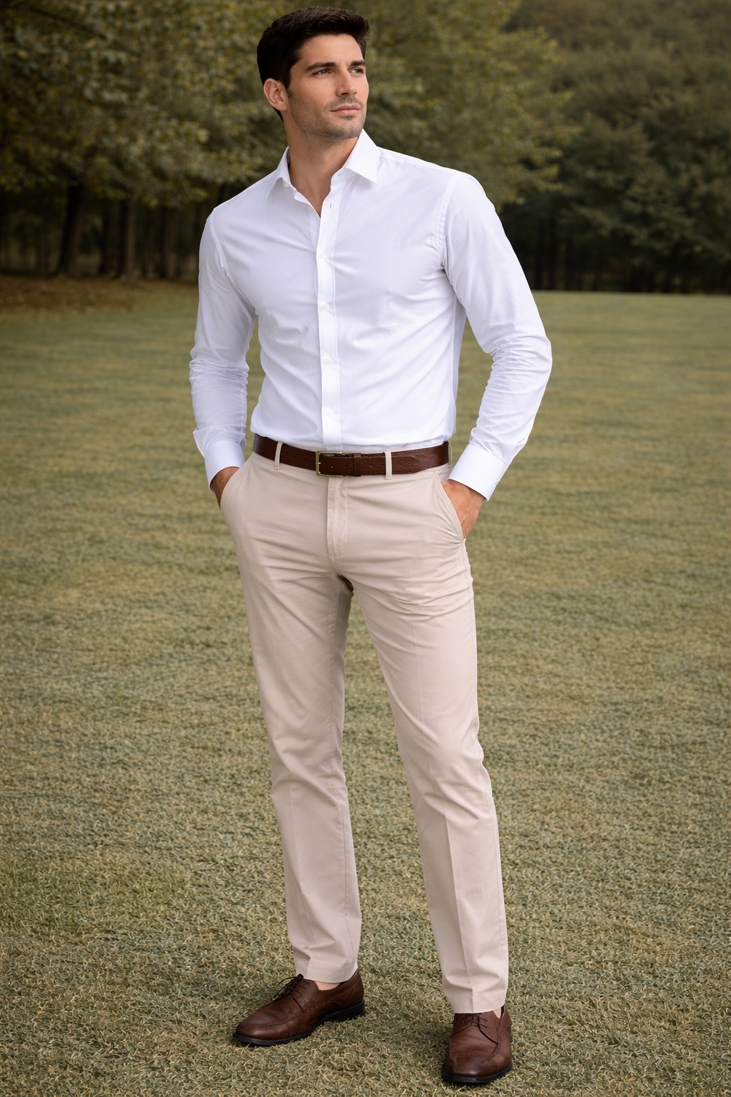 White Cotton Regular Fit Casual Shirt (Full Sleeves)