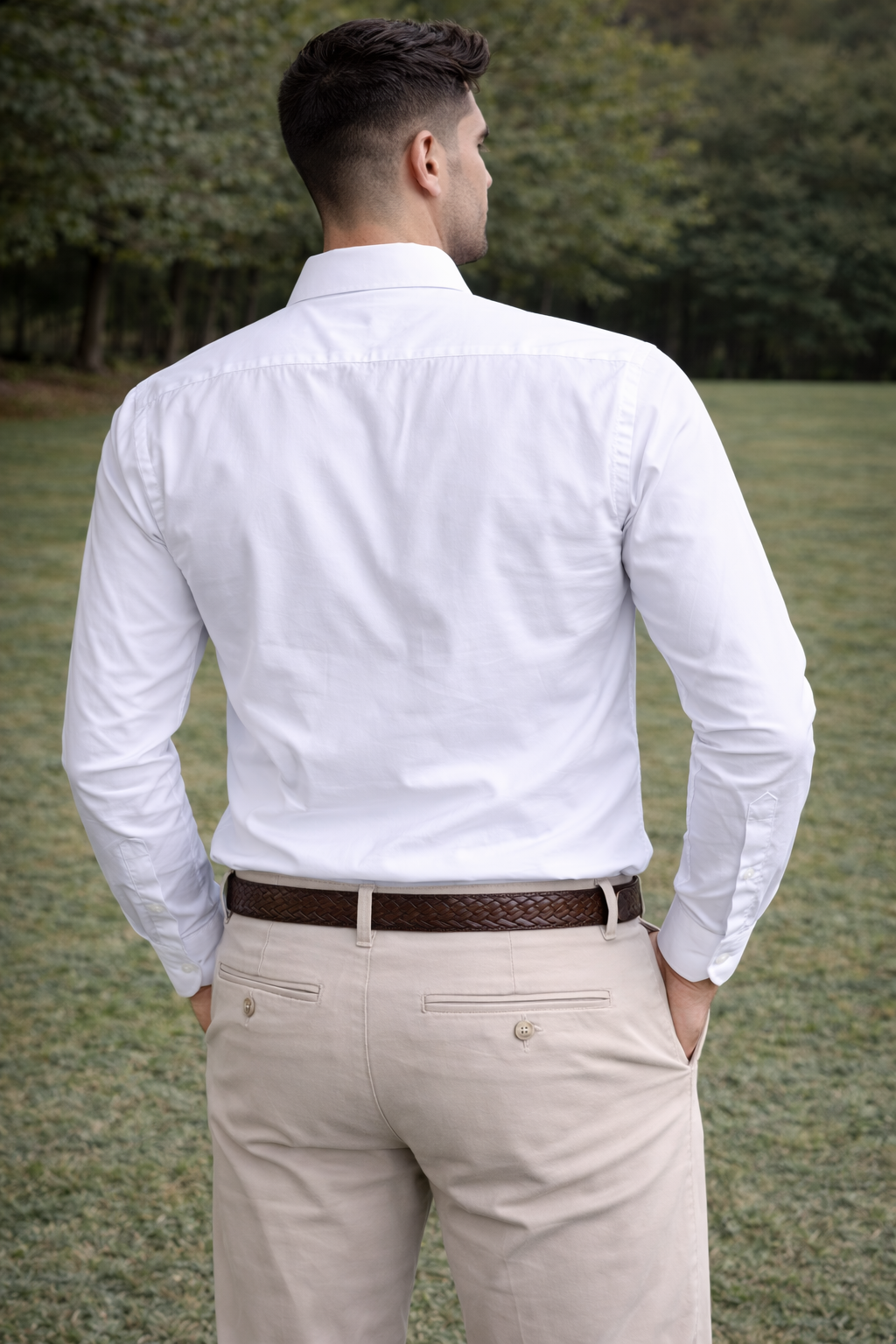 White Cotton Regular Fit Casual Shirt (Full Sleeves)